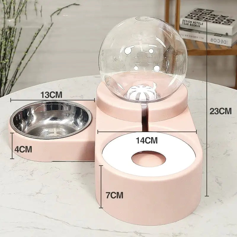 Automatic Pet Dog Cat Feeder with Fountain 1.8L Bowl