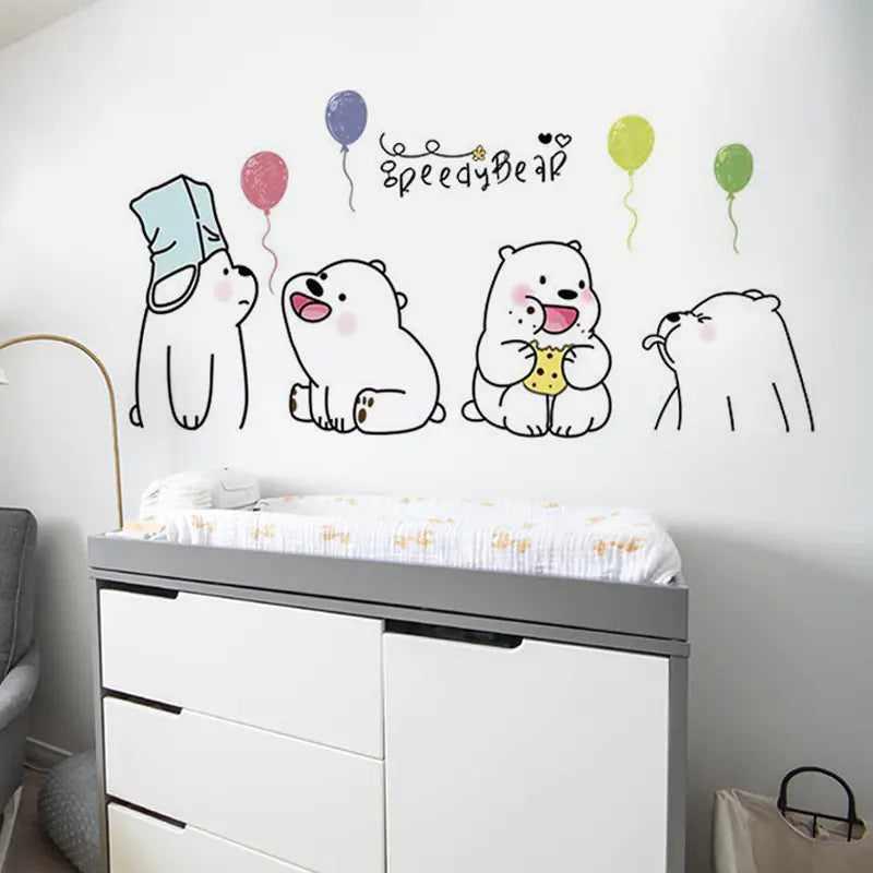 Cute Lazy Bear Wall Stickers for Kids' Rooms