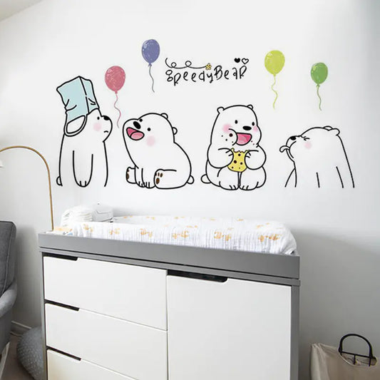 Cute Lazy Bear Wall Stickers for Kids' Rooms
