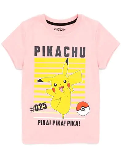 Pokemon T-Shirt for Girls | Kids Pikachu Game Pink Character Top | Gamer Clothing Merchandise 11-12 Years