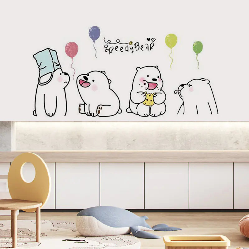 Cute Lazy Bear Wall Stickers for Kids' Rooms