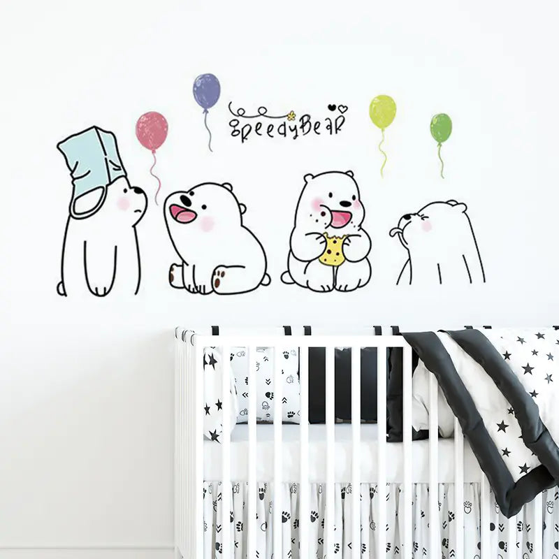 Cute Lazy Bear Wall Stickers for Kids' Rooms