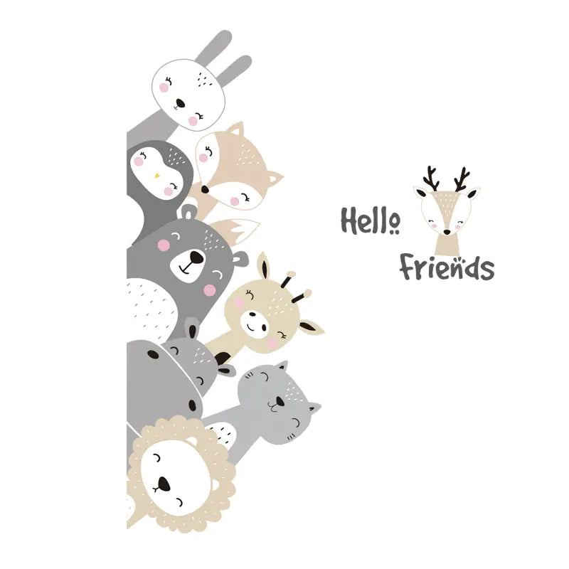 Nordic Smiling Face Small Animal Wall Stickers for Kids