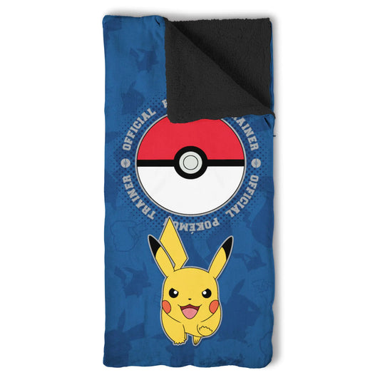 Pokemon Training Center Silk Touch Throw Blanket Sherpa Slumber Bag 27 x 56 Inches