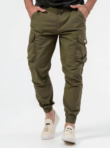 LUCAS Relaxed Cargo Pants with Drawstring and Cuffs