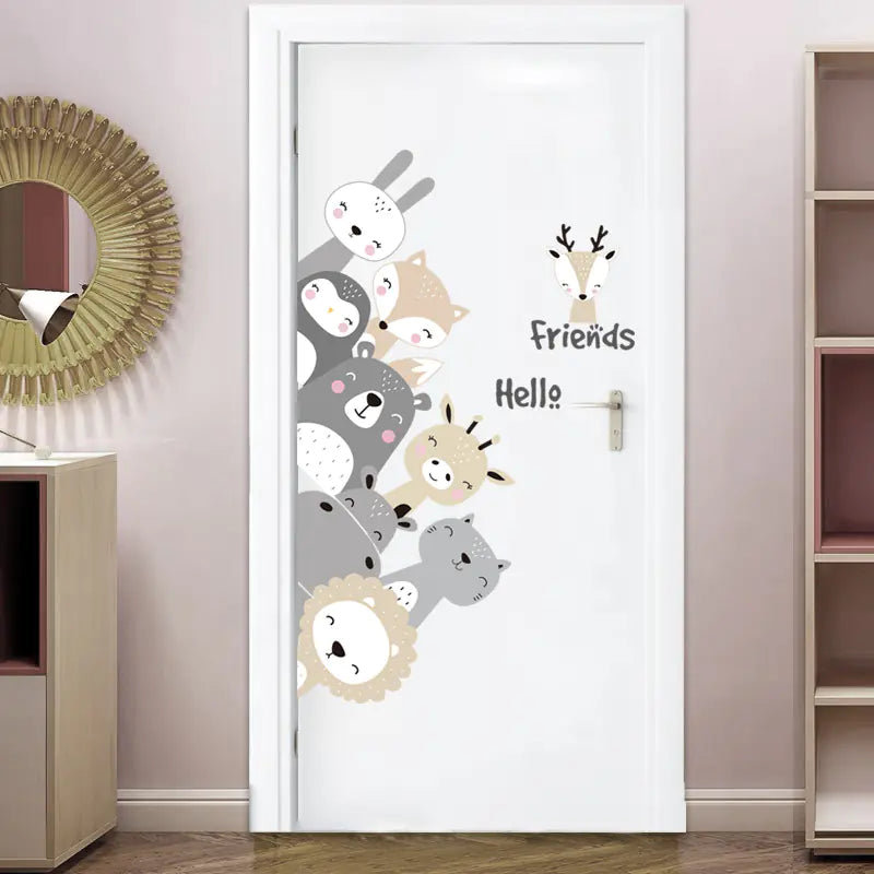 Nordic Smiling Face Small Animal Wall Stickers for Kids