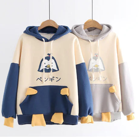 Japanese Girl Cartoon Velvet Hooded Pullover Sweater