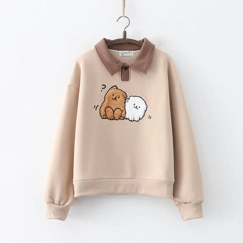 Japanese Cartoon Wool Dog Thickened Fleece Pullover Sweater