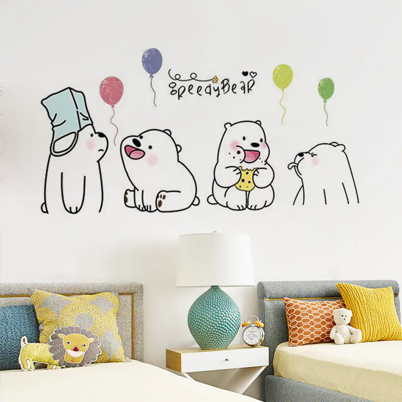 Cute Lazy Bear Wall Stickers for Kids' Rooms