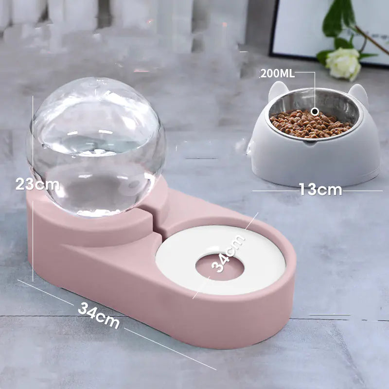 Automatic Pet Dog Cat Feeder with Fountain 1.8L Bowl