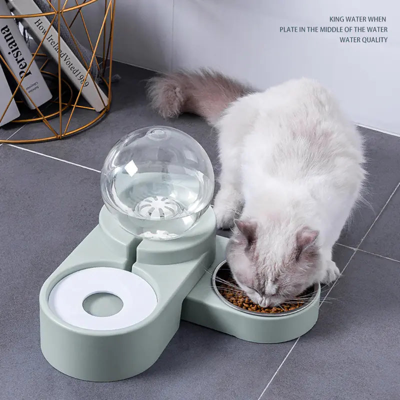 Automatic Pet Dog Cat Feeder with Fountain 1.8L Bowl